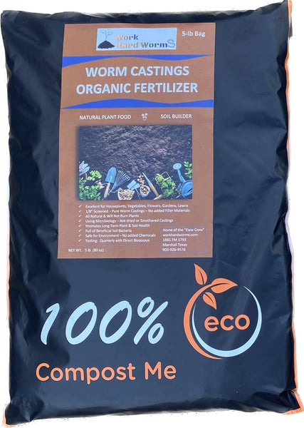 worm fertilizer for plants Worm Castings (Vermicompost), Soil Builder, All Natural – Work Hard Worms