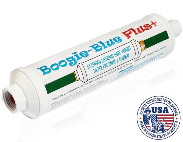 garden hose filter removes chlorine chloramines vocs & pesticides herbicides 2-Pack, Boogie Blue Plus Garden Hose Water Filter, Outdoor & RV Use, 45k Gallon