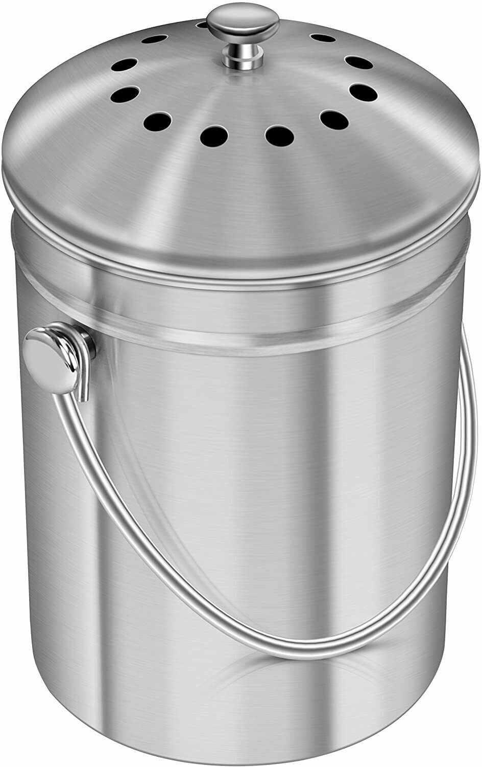 1.3 Gallon Kitchen Compost Bin, Stainless Steel, Odorless, Spare Filte –  Work Hard Worms